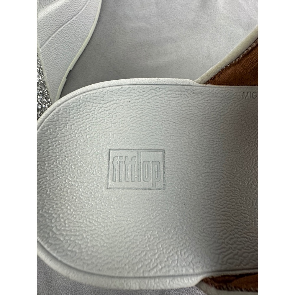 FitFlop Lulu Glitter Toe Post Sandals Silver Womens US 10 EU 42 Microwobbleboard - Picture 3 of 7